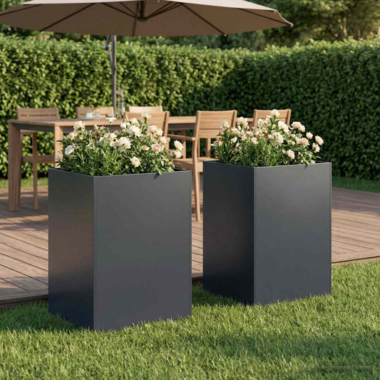 Vaso da giardino 2 pz Antracite 50 x 50 x 75 cm | homemem39