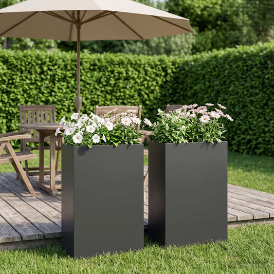 Vaso da giardino 2 pz Nero 40 x 20 x 75 cm