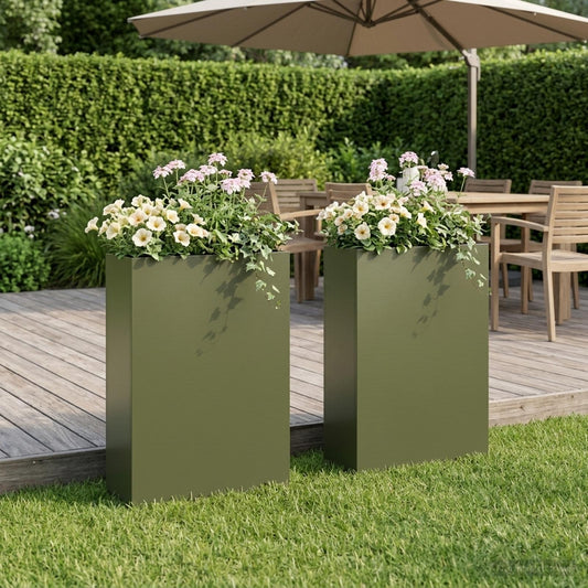 Vaso da giardino 2 pz Verde Oliva 40 x 20 x 75 cm | homemem39