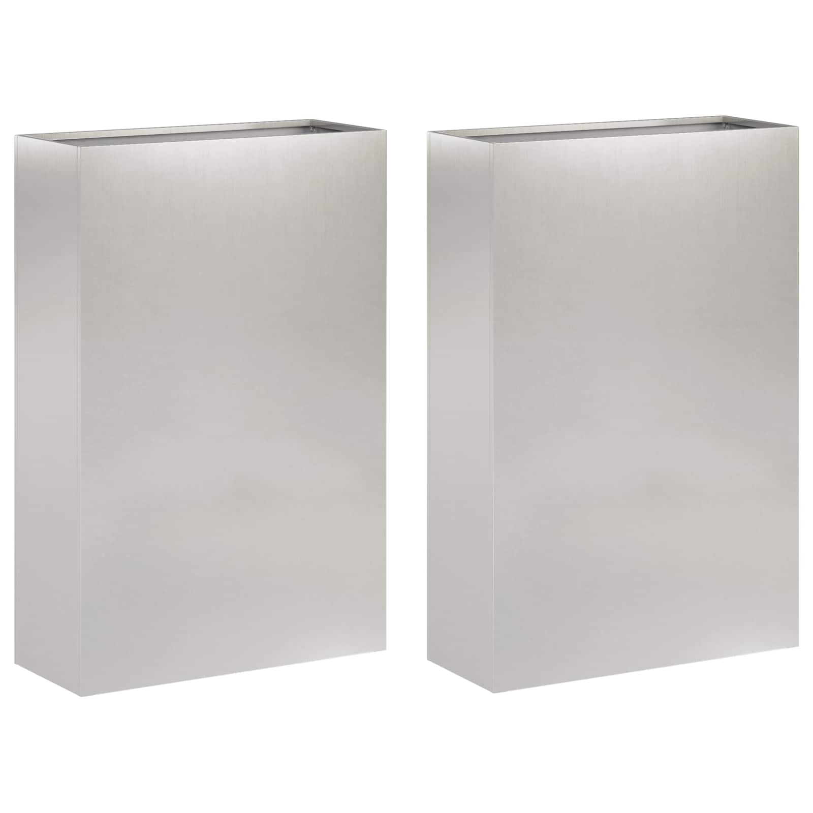 Vaso da giardino 2 pz Argento 40 x 20 x 75 cm Acciaio Inox | homemem39