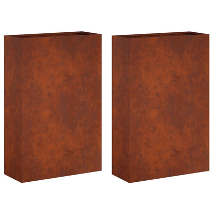 Vaso da giardino 2 pz Ruggine 40 x 20 x 75 cm Acciaio Corten
