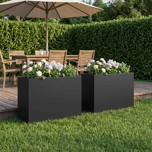Vaso da giardino 2 pz Nero 50 x 20 x 40 cm | homemem39