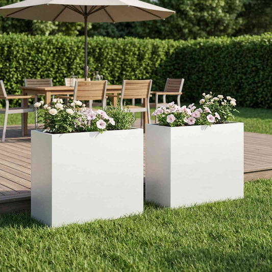 Vaso da giardino 2 pz Bianco 50 x 20 x 40 cm | homemem39