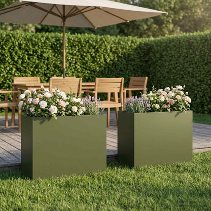 Vaso da giardino 2 pz Verde Oliva 50 x 20 x 40 cm