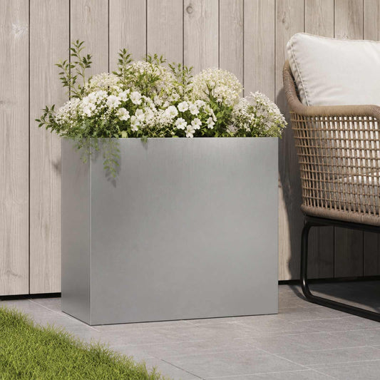 Vaso da giardino Argento 50 x 20 x 40 cm Acciaio Inox | homemem39