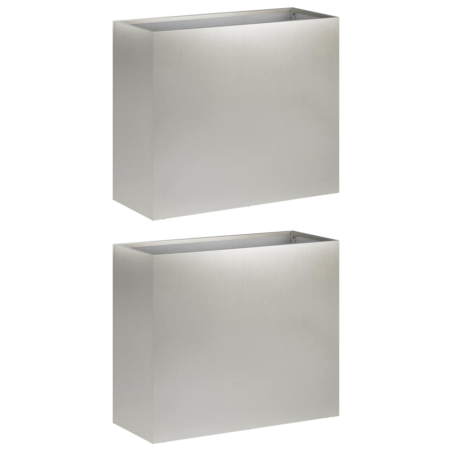 Vaso da giardino 2 pz Argento 50 x 20 x 40 cm Acciaio Inox