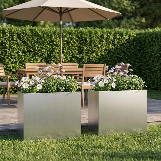 Vaso da giardino 2 pz Argento 50 x 20 x 40 cm Acciaio zincato | homemem39
