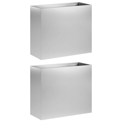 Vaso da giardino 2 pz Argento 50 x 20 x 40 cm Acciaio zincato | homemem39