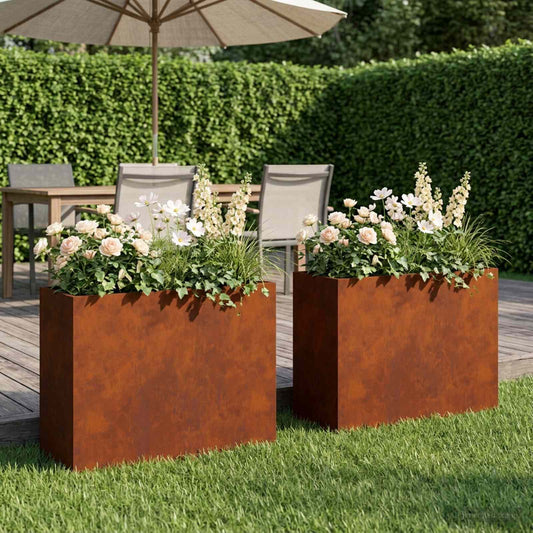Vaso da giardino 2 pz Ruggine 50 x 20 x 40 cm Acciaio Corten | homemem39