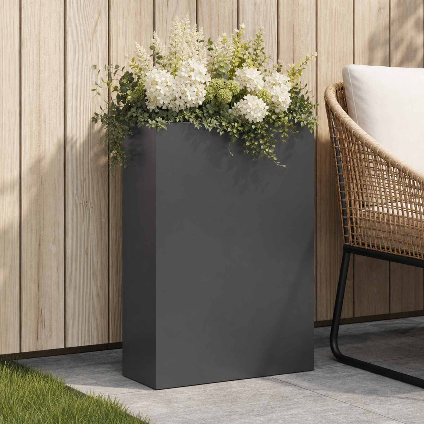 Vaso da giardino Nero 50 x 20 x 75 cm Acciaio laminato a freddo | homemem39
