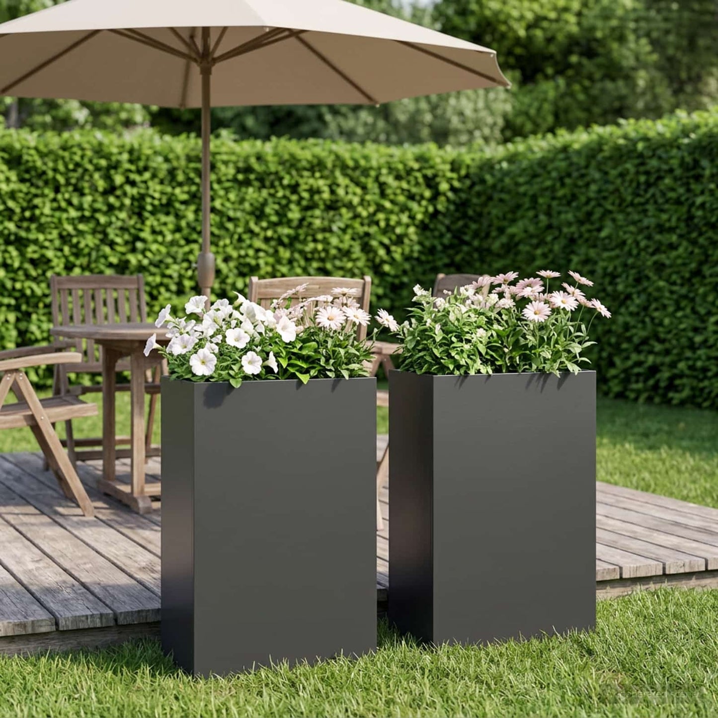 Vaso da giardino 2 pz Nero 50 x 20 x 75 cm | homemem39