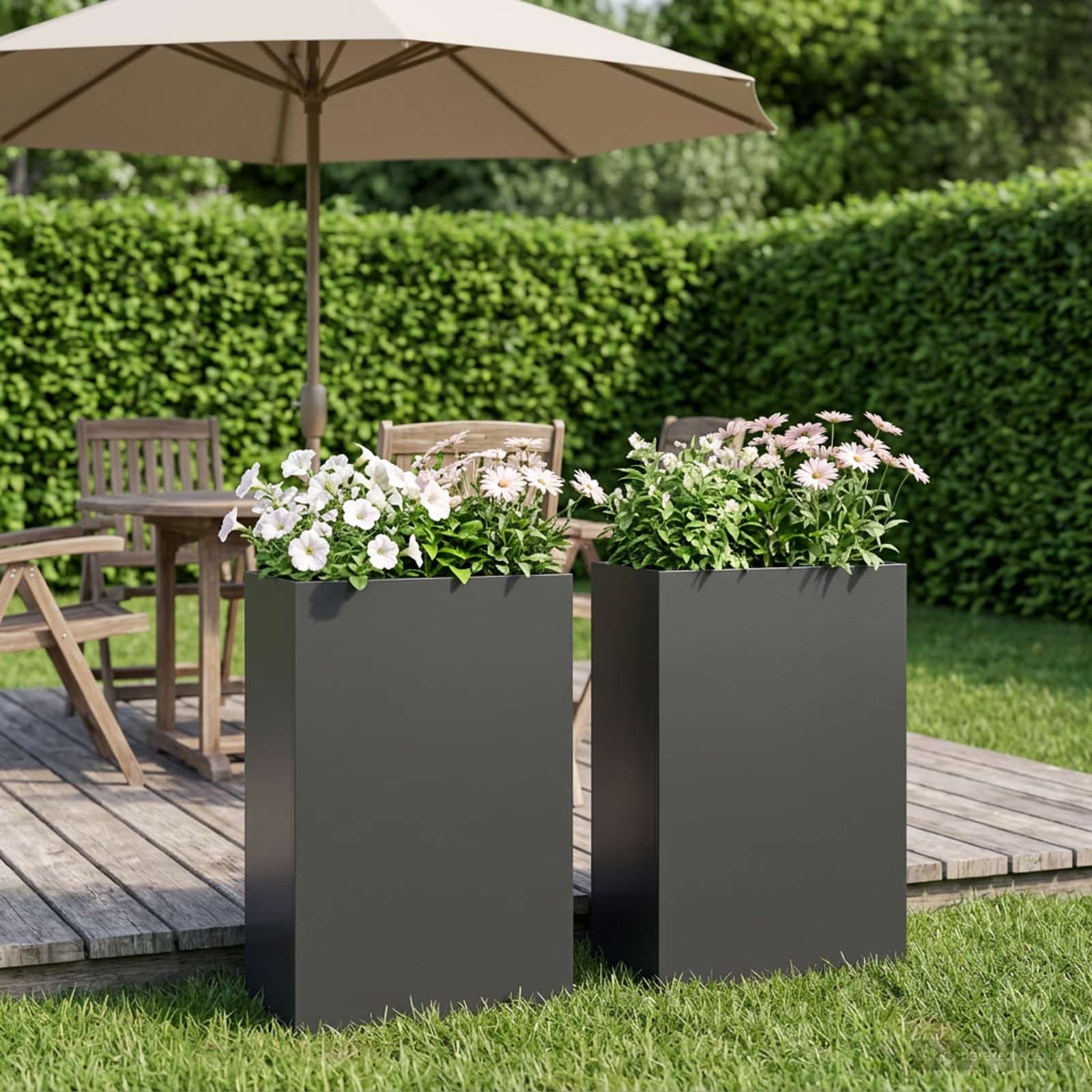Vaso da giardino 2 pz Nero 50 x 20 x 75 cm | homemem39