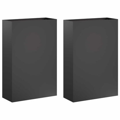 Vaso da giardino 2 pz Nero 50 x 20 x 75 cm | homemem39