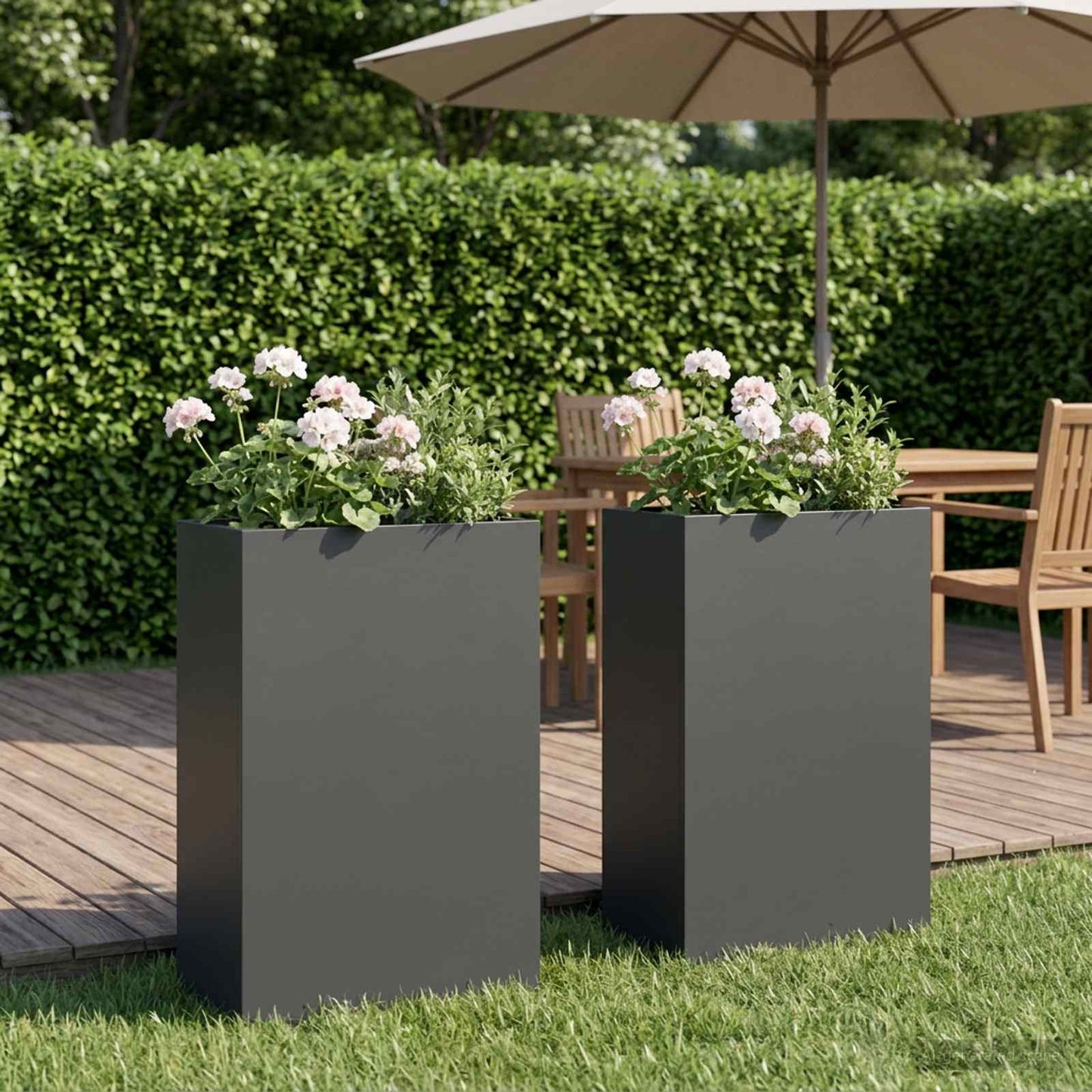 Vaso da giardino 2 pz Antracite 50 x 20 x 75 cm | homemem39