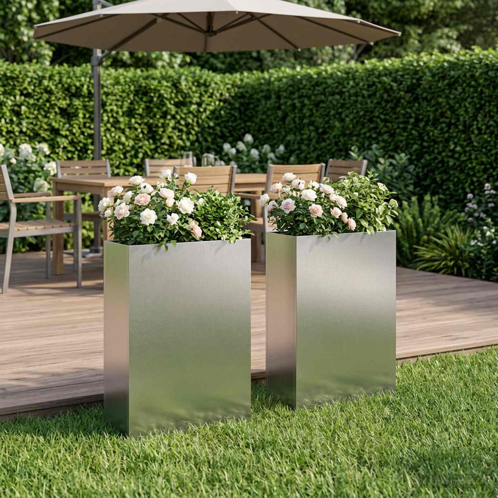 Vaso da giardino 2 pz Argento 50 x 20 x 75 cm Acciaio Inox | homemem39