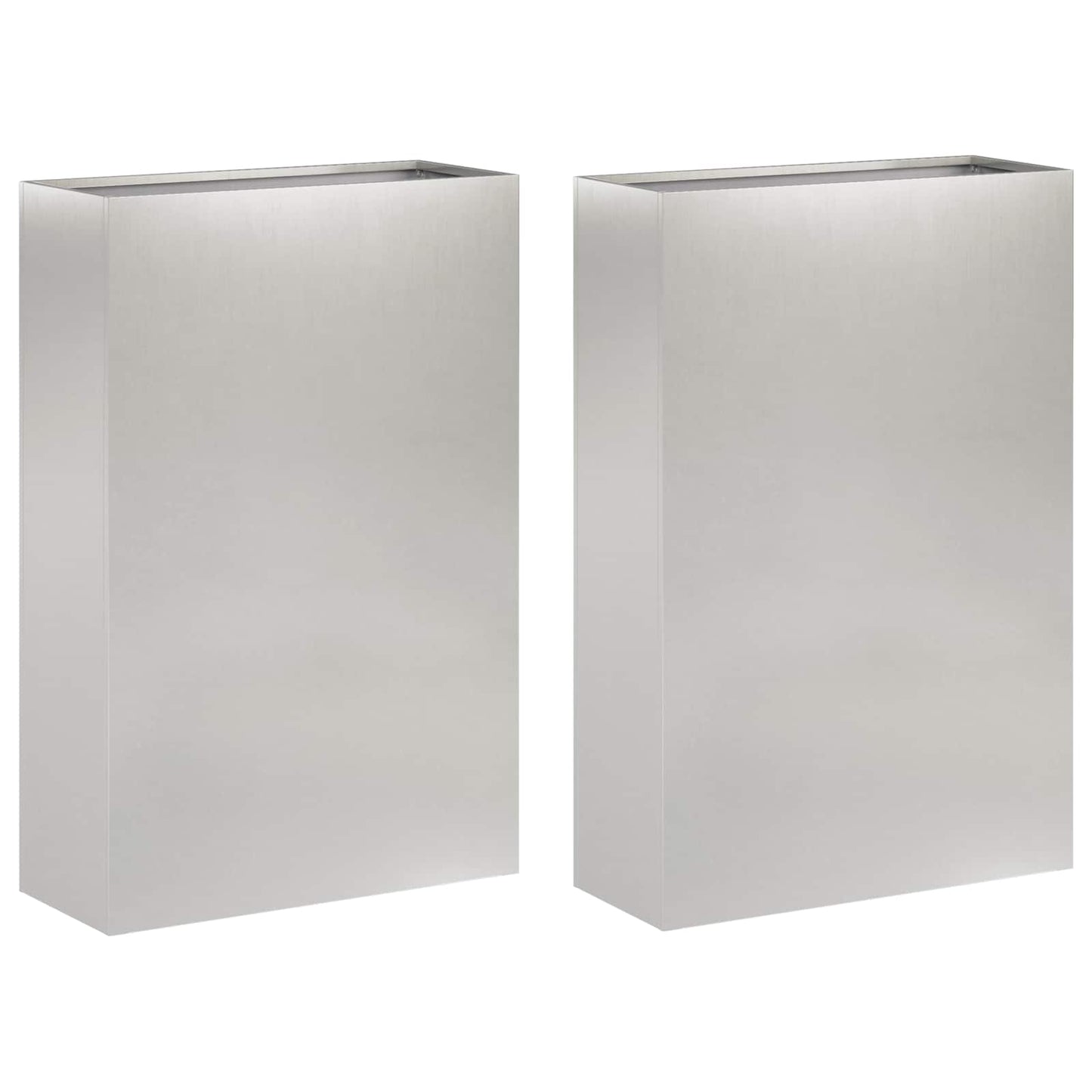 Vaso da giardino 2 pz Argento 50 x 20 x 75 cm Acciaio Inox | homemem39