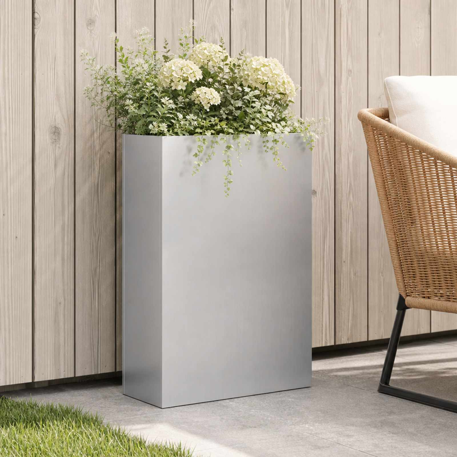 Vaso da giardino Argento 50 x 20 x 75 cm Acciaio zincato | homemem39