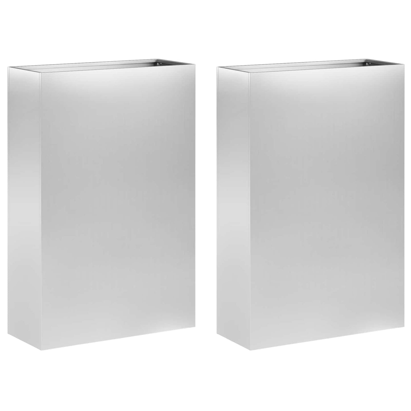 Vaso da giardino 2 pz Argento 50 x 20 x 75 cm Acciaio zincato | homemem39