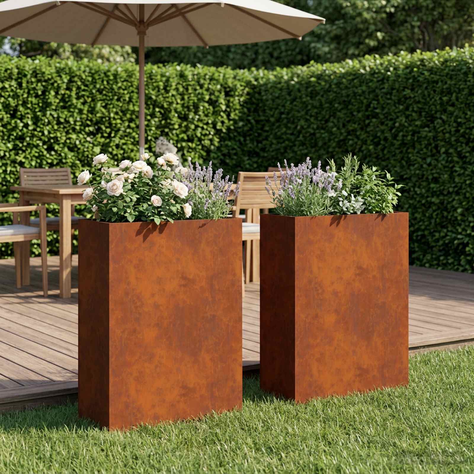 Vaso da giardino 2 pz Ruggine 50 x 20 x 75 cm Acciaio Corten | homemem39