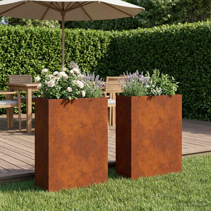 Vaso da giardino 2 pz Ruggine 50 x 20 x 75 cm Acciaio Corten | homemem39