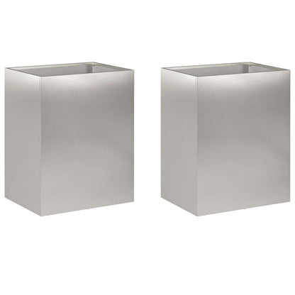 Vaso da giardino 2 pz Argento 40 x 30 x 40 cm Acciaio Inox | homemem39