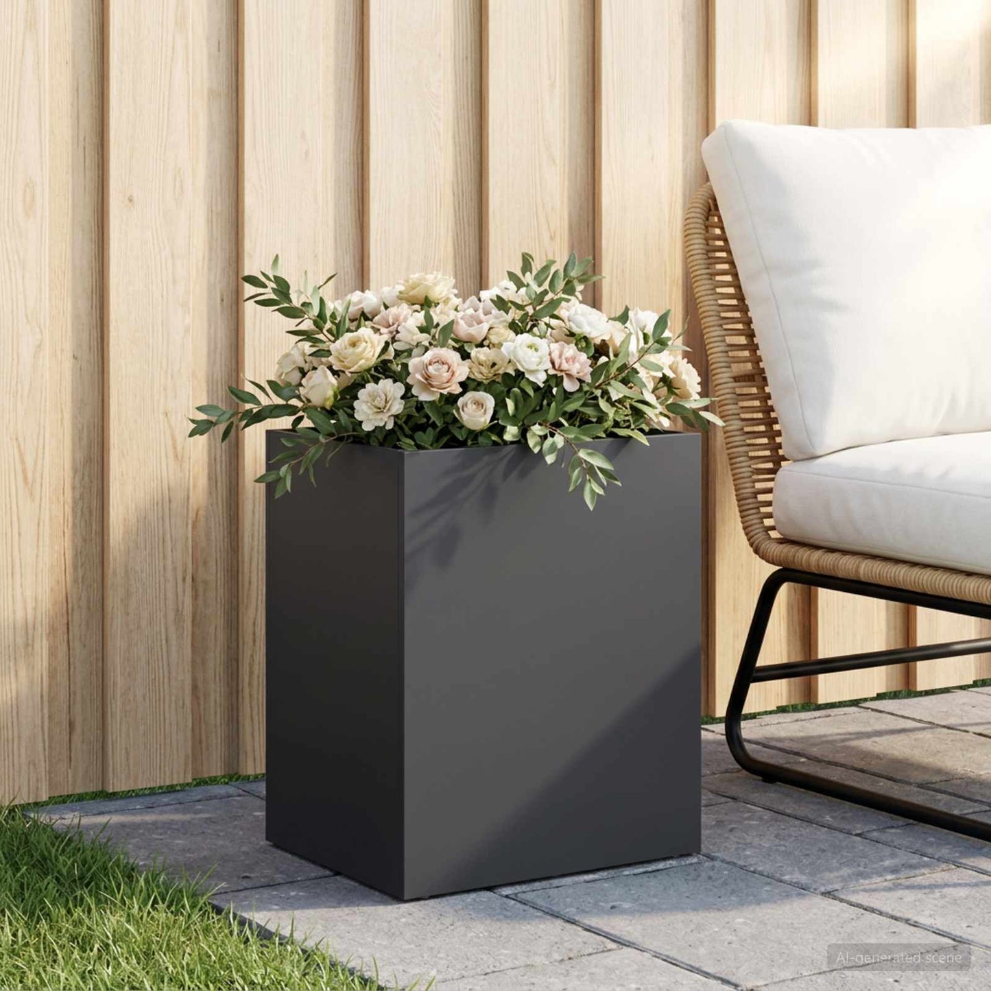 Vaso da giardino Nero 40 x 30 x 50 cm Acciaio laminato a freddo | homemem39