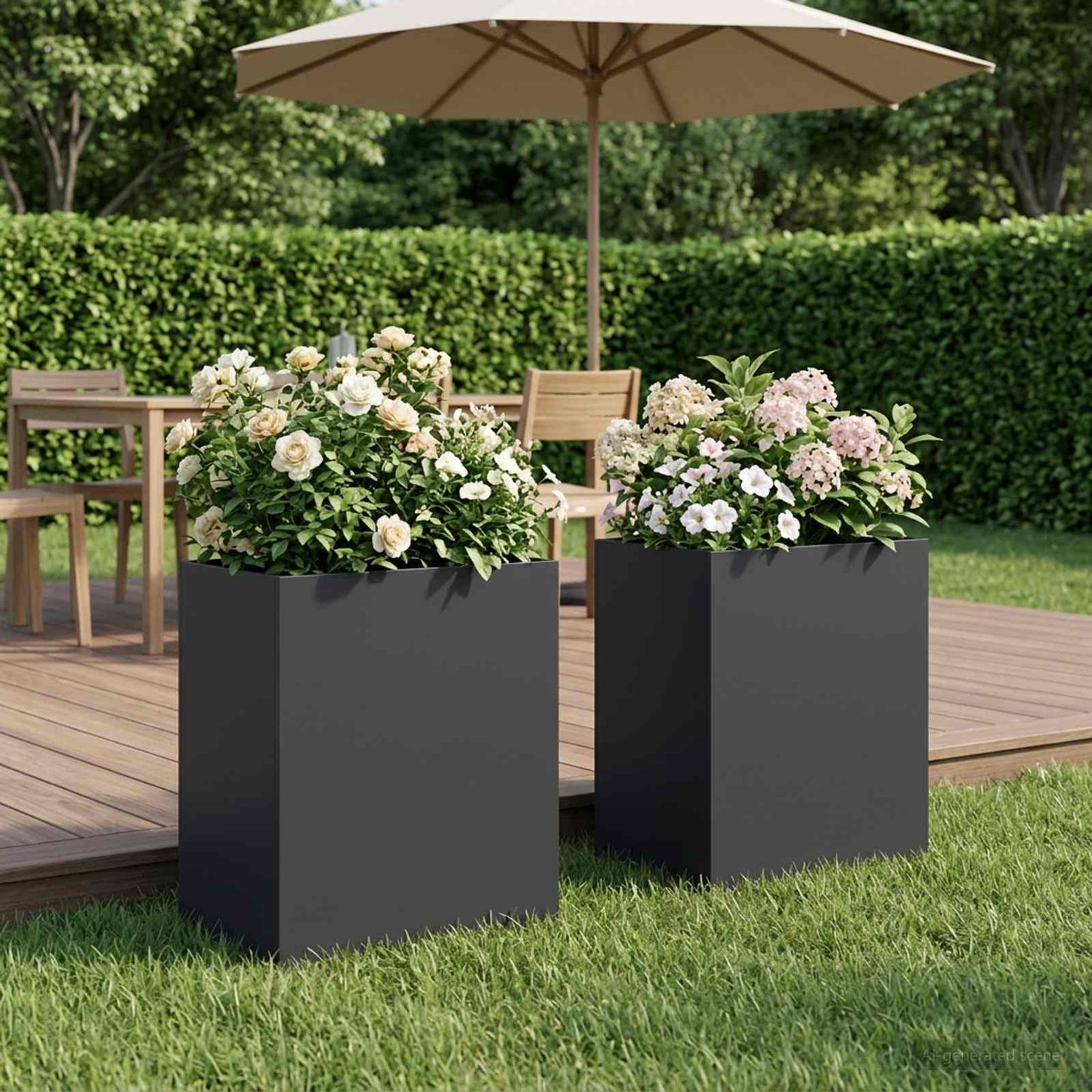 Vaso da giardino 2 pz Nero 40 x 30 x 50 cm | homemem39
