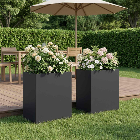 Vaso da giardino 2 pz Nero 40 x 30 x 50 cm | homemem39