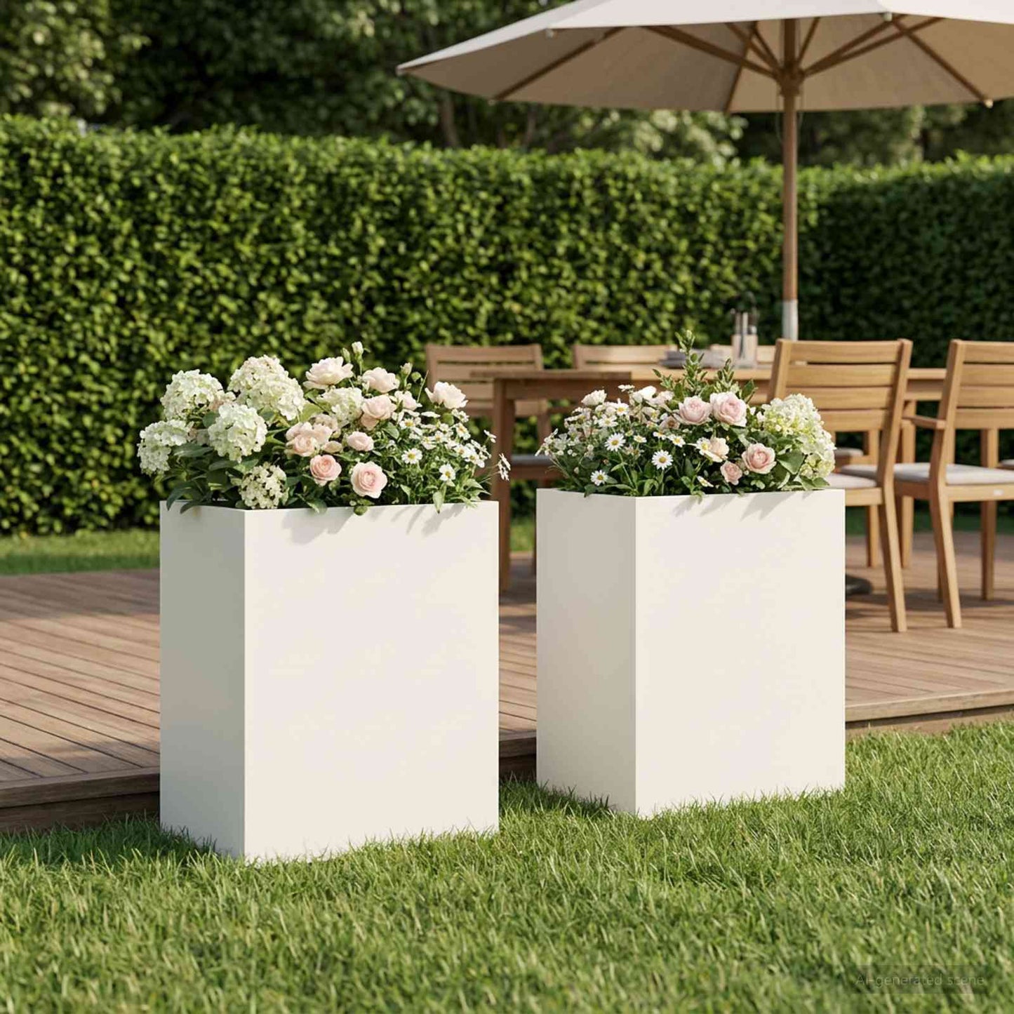 Vaso da giardino 2 pz Bianco 40 x 30 x 50 cm | homemem39