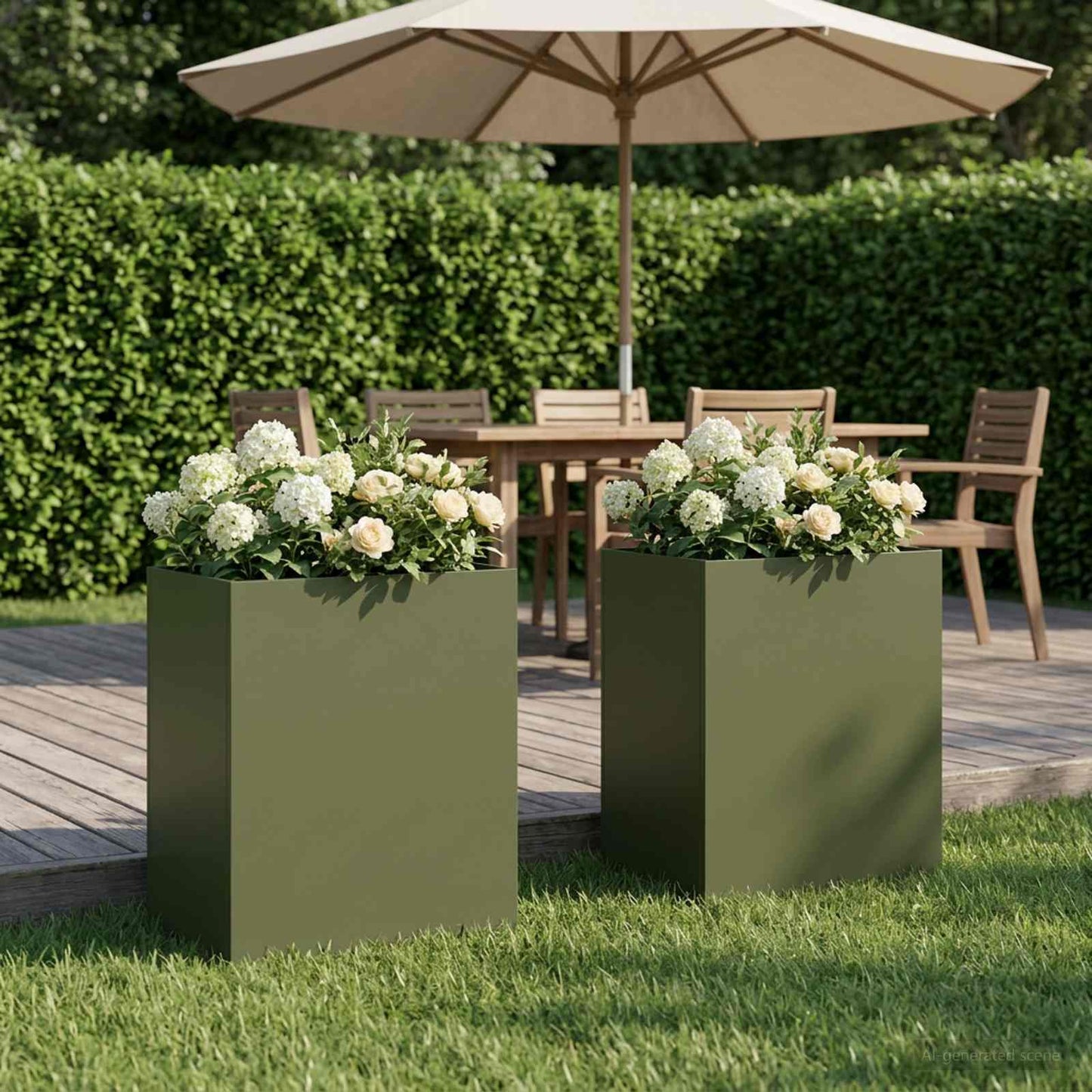 Vaso da giardino 2 pz Verde Oliva 40 x 30 x 50 cm | homemem39