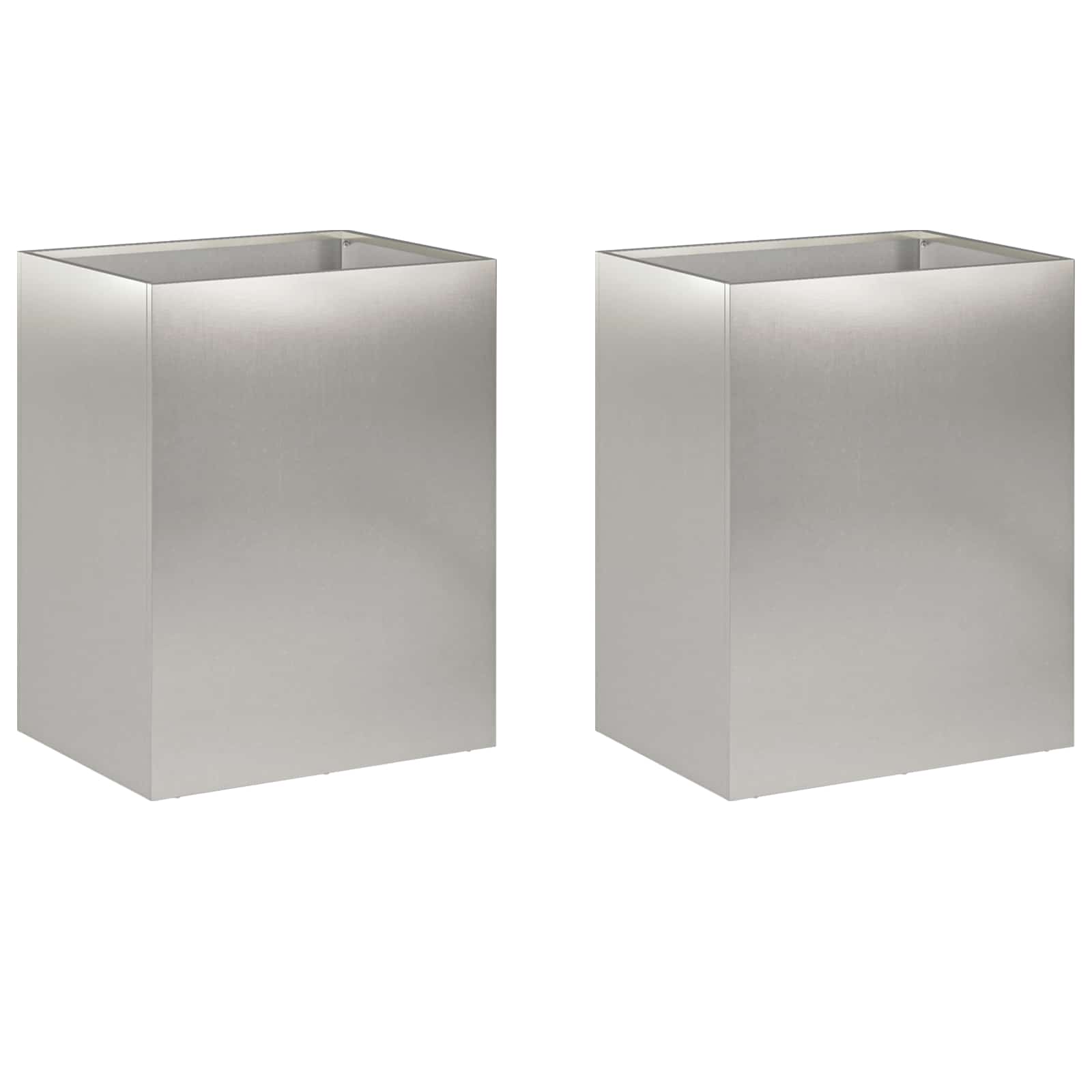 Vaso da giardino 2 pz Argento 40 x 30 x 50 cm Acciaio Inox | homemem39