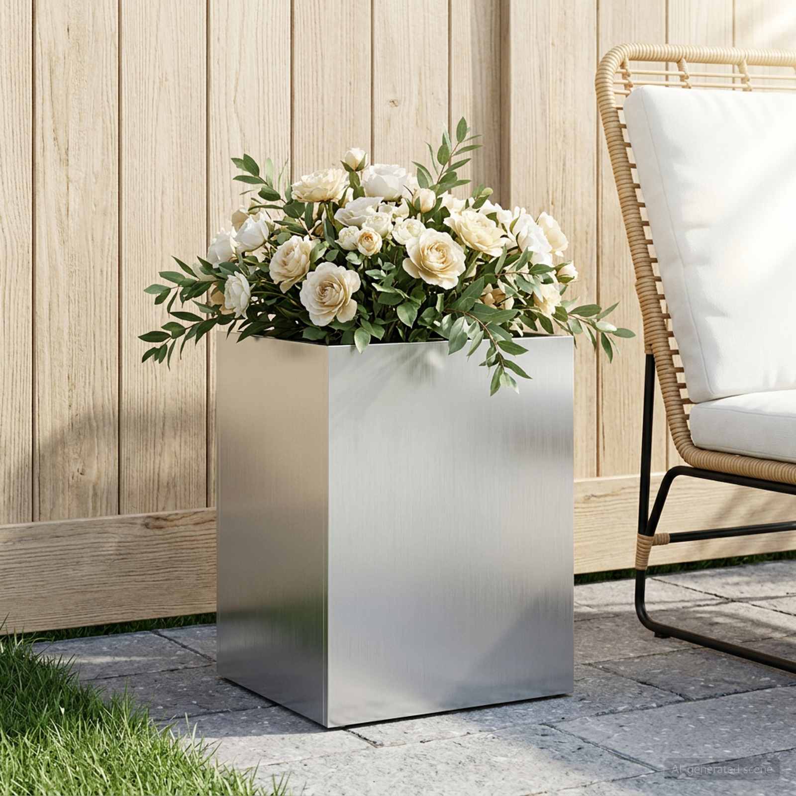 Vaso da giardino Argento 40 x 30 x 50 cm Acciaio zincato | homemem39