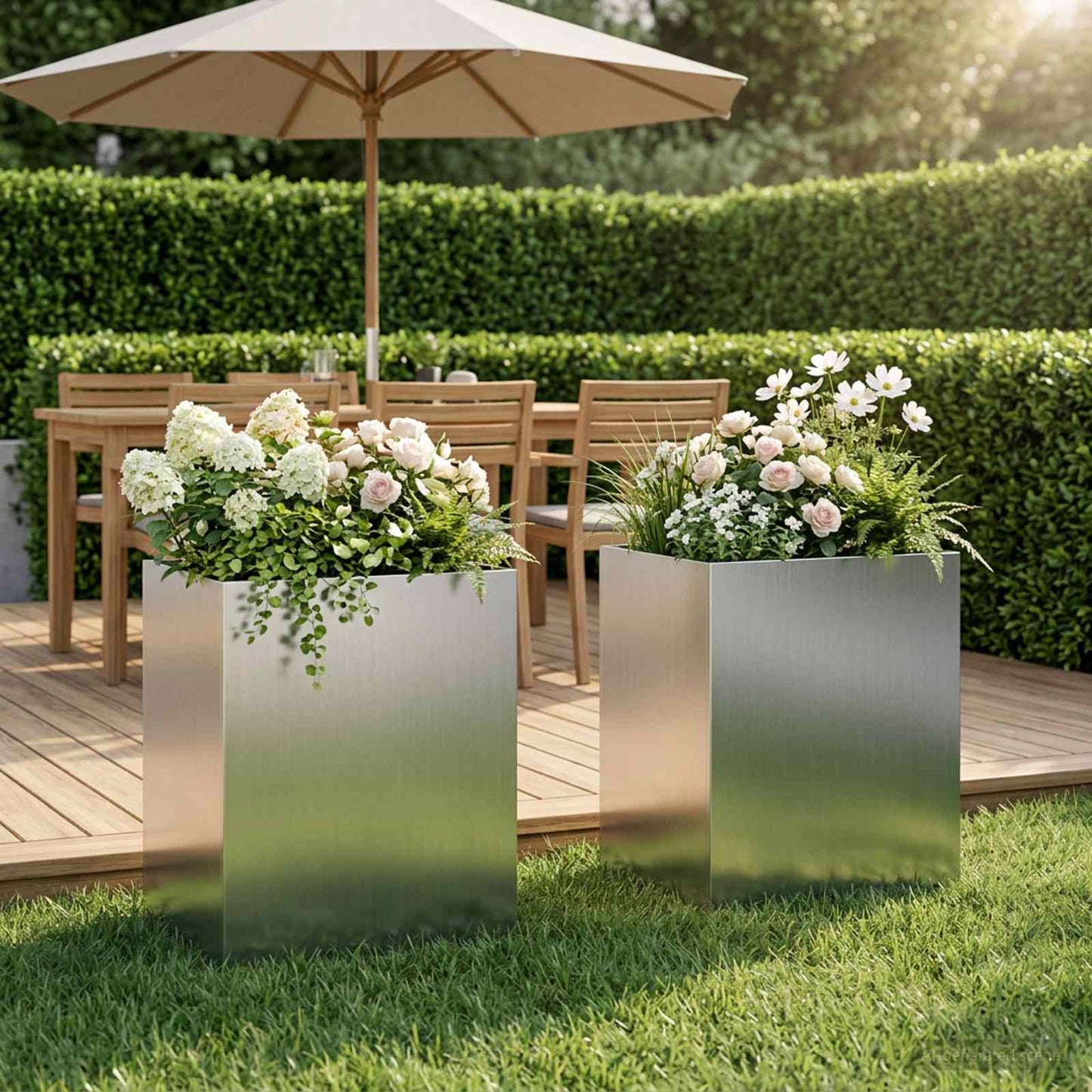 Vaso da giardino 2 pz Argento 40 x 30 x 50 cm Acciaio zincato | homemem39