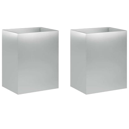 Vaso da giardino 2 pz Argento 40 x 30 x 50 cm Acciaio zincato | homemem39