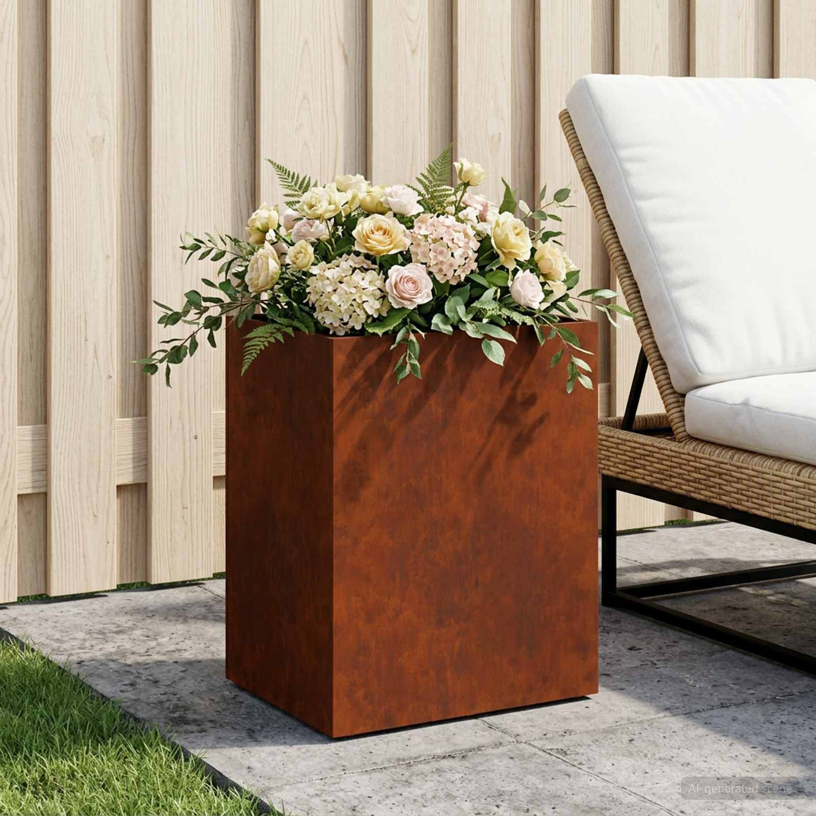 Vaso da giardino Ruggine 40 x 30 x 50 cm Acciaio Corten | homemem39