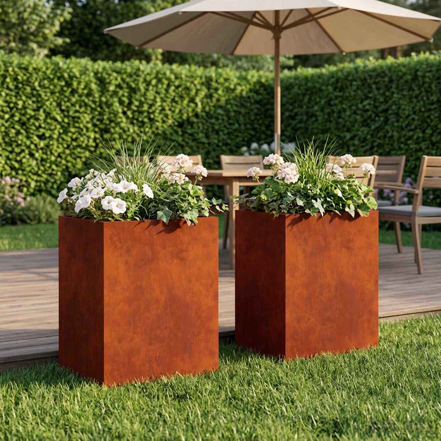 Vaso da giardino 2 pz Ruggine 40 x 30 x 50 cm Acciaio Corten | homemem39