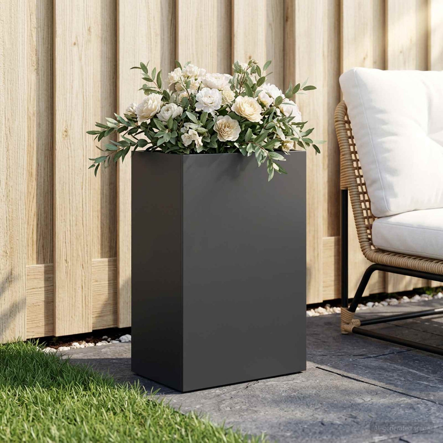 Vaso da giardino Nero 40 x 30 x 75 cm Acciaio laminato a freddo | homemem39