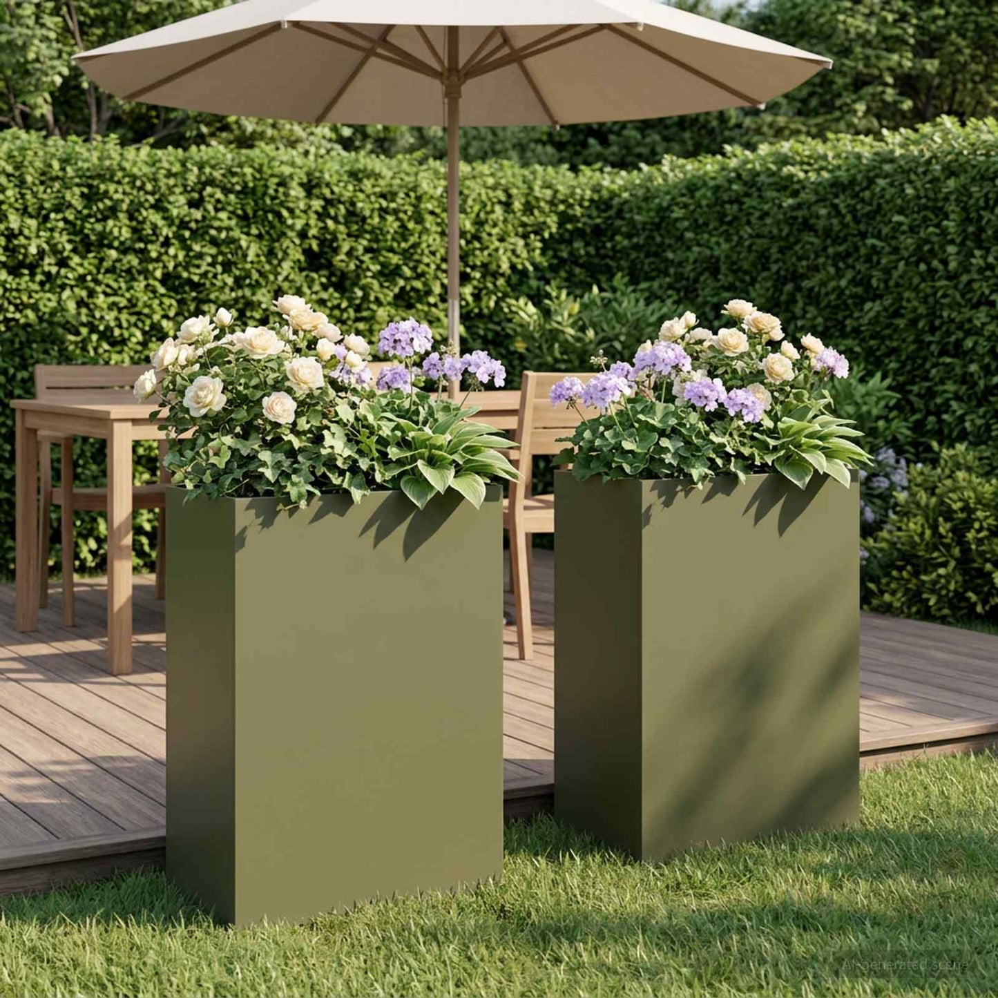 Vaso da giardino 2 pz Verde Oliva 40 x 30 x 75 cm | homemem39