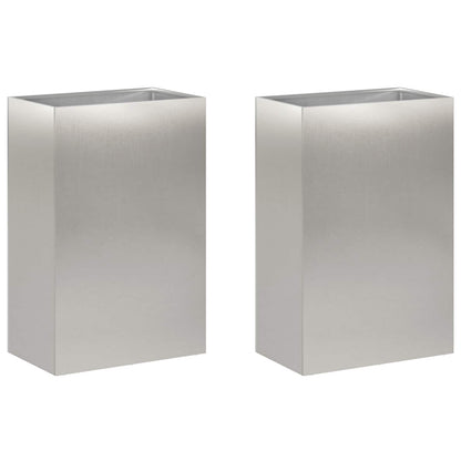 Vaso da giardino 2 pz Argento 40 x 30 x 75 cm Acciaio Inox | homemem39