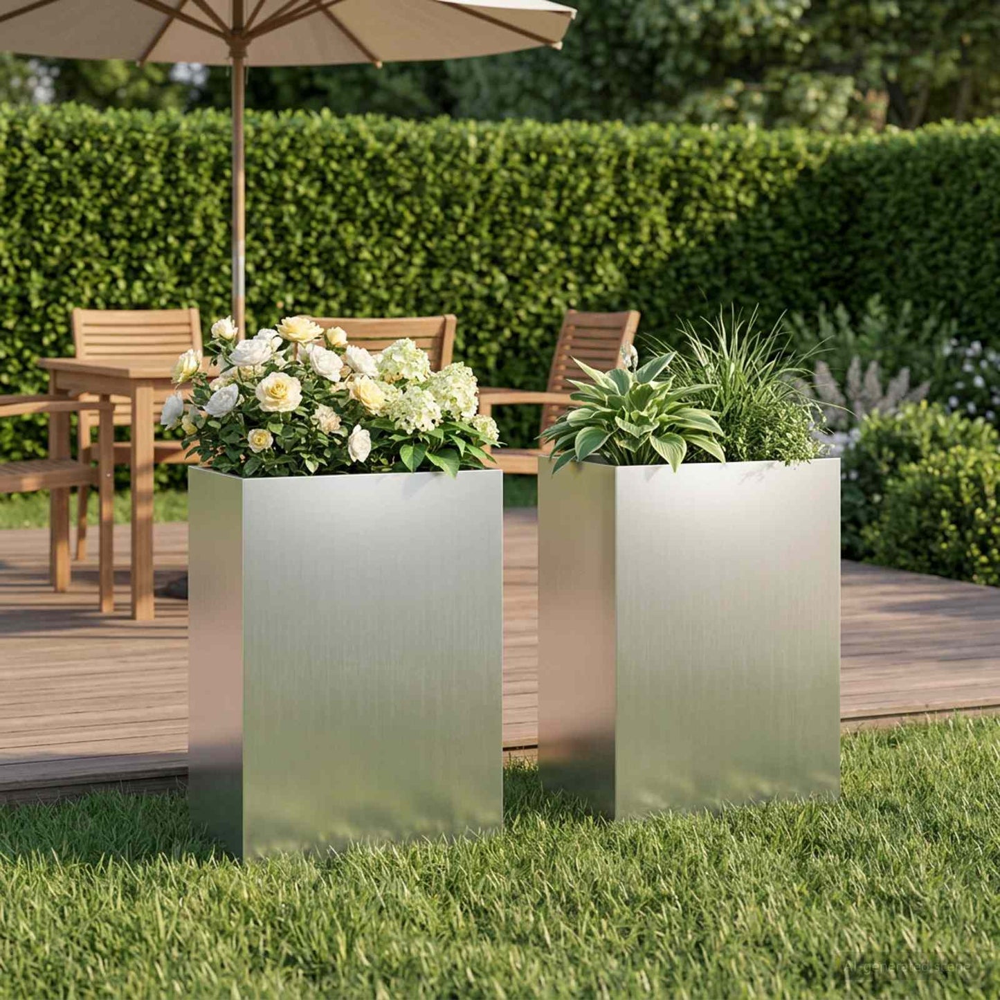 Vaso da giardino 2 pz Argento 40 x 30 x 75 cm Acciaio zincato | homemem39