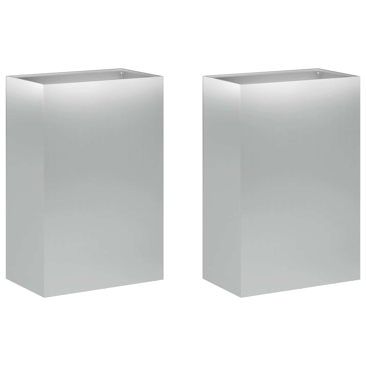 Vaso da giardino 2 pz Argento 40 x 30 x 75 cm Acciaio zincato | homemem39