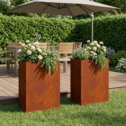 Vaso da giardino 2 pz Ruggine 40 x 30 x 75 cm Acciaio Corten | homemem39