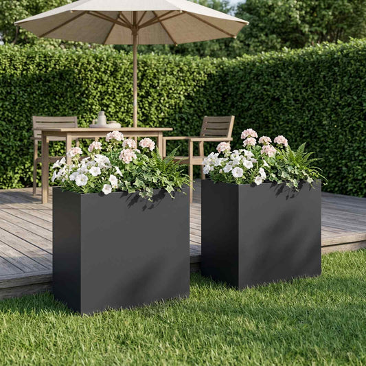 Vaso da giardino 2 pz Nero 50 x 30 x 40 cm | homemem39