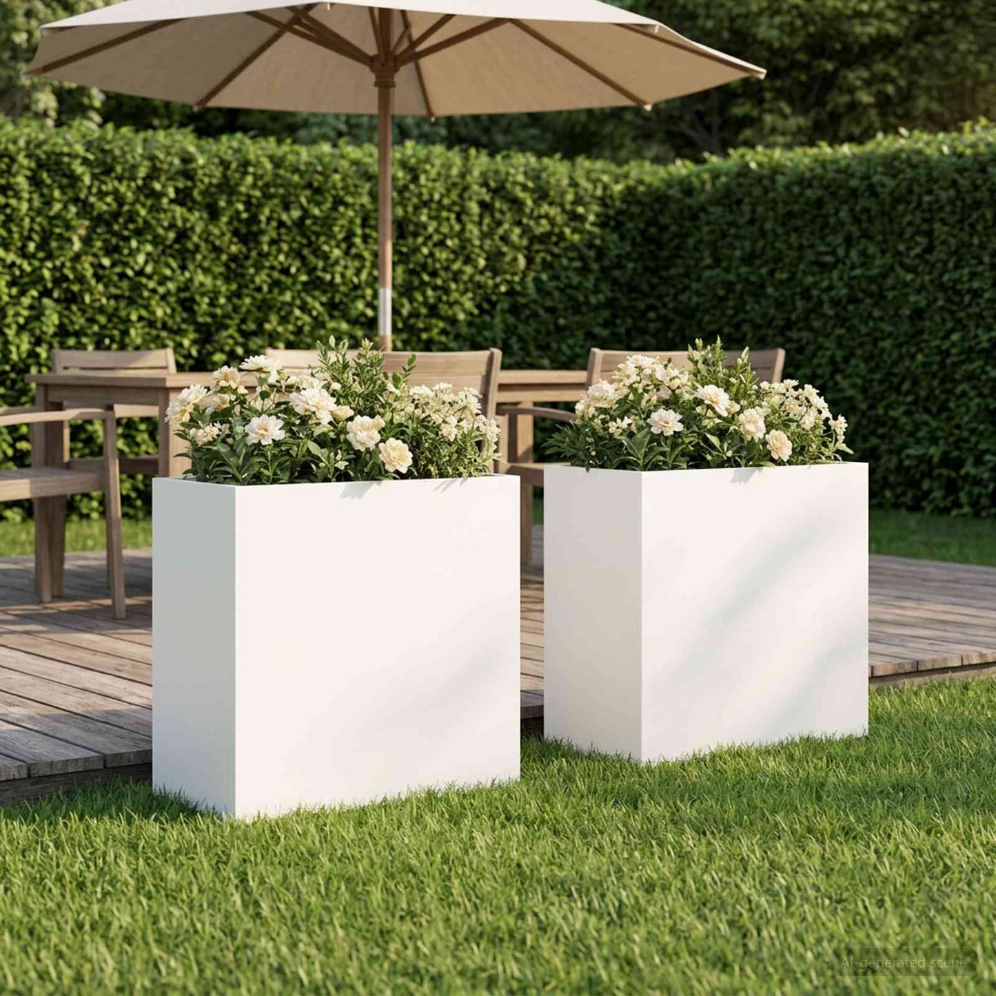 Vaso da giardino 2 pz Bianco 50 x 30 x 40 cm
