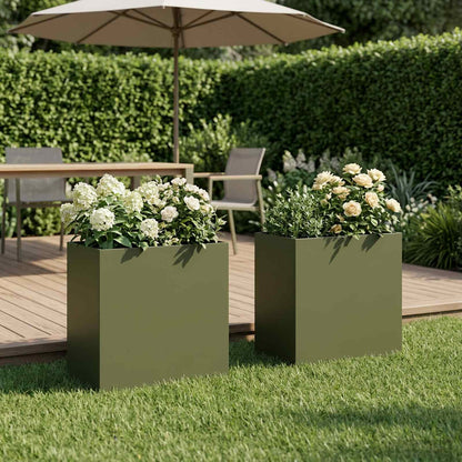 Vaso da giardino 2 pz Verde Oliva 50 x 30 x 40 cm