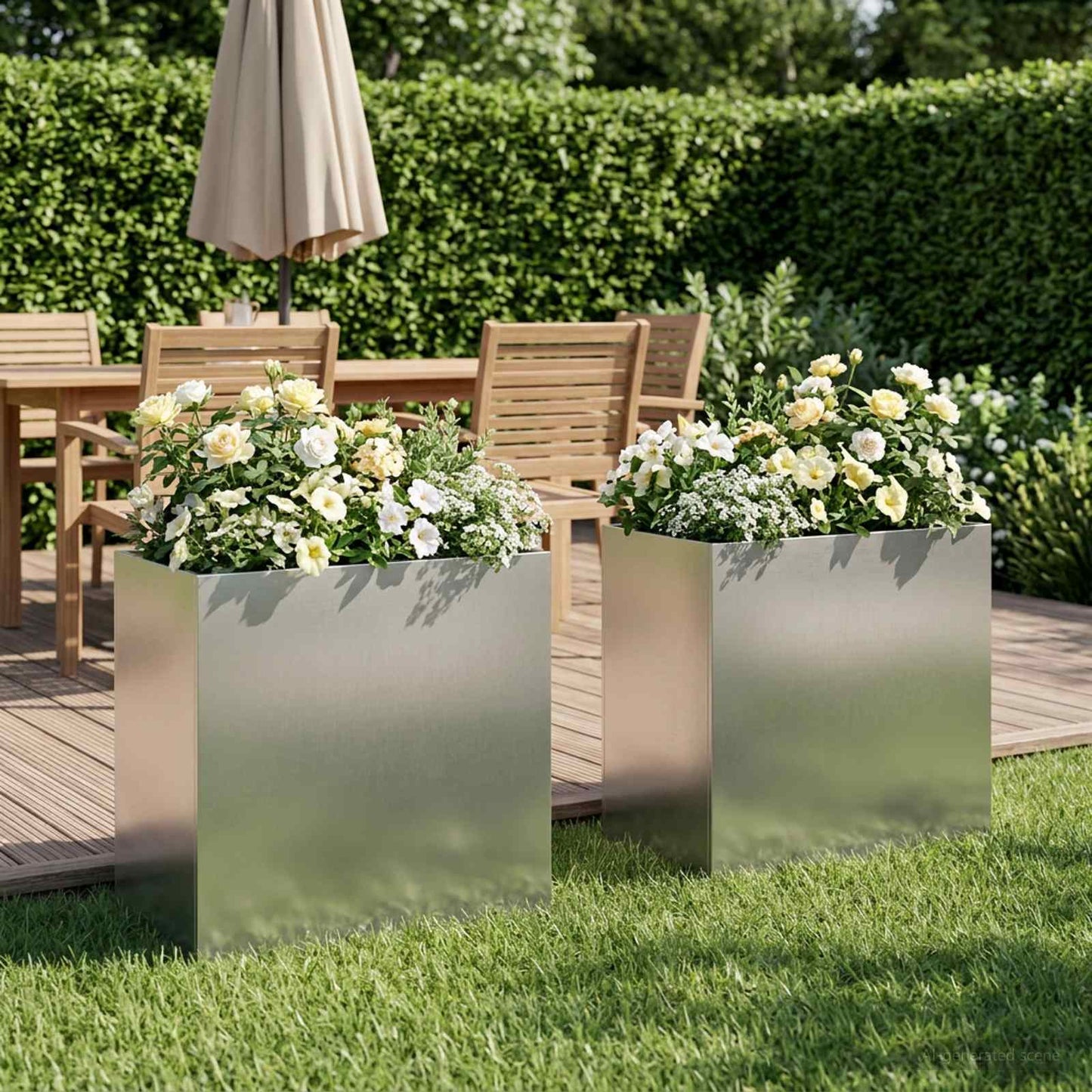 Vaso da giardino 2 pz Argento 50 x 30 x 40 cm Acciaio Inox | homemem39