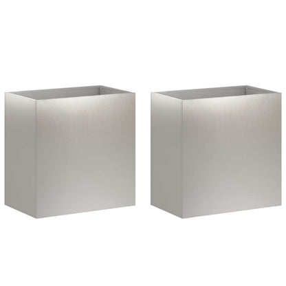 Vaso da giardino 2 pz Argento 50 x 30 x 40 cm Acciaio Inox | homemem39