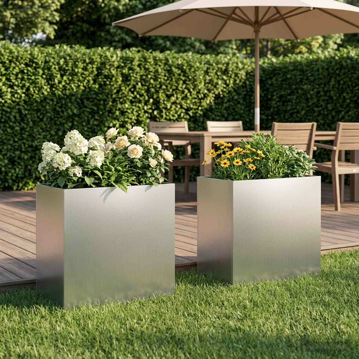 Vaso da giardino 2 pz Argento 50 x 30 x 40 cm Acciaio zincato | homemem39