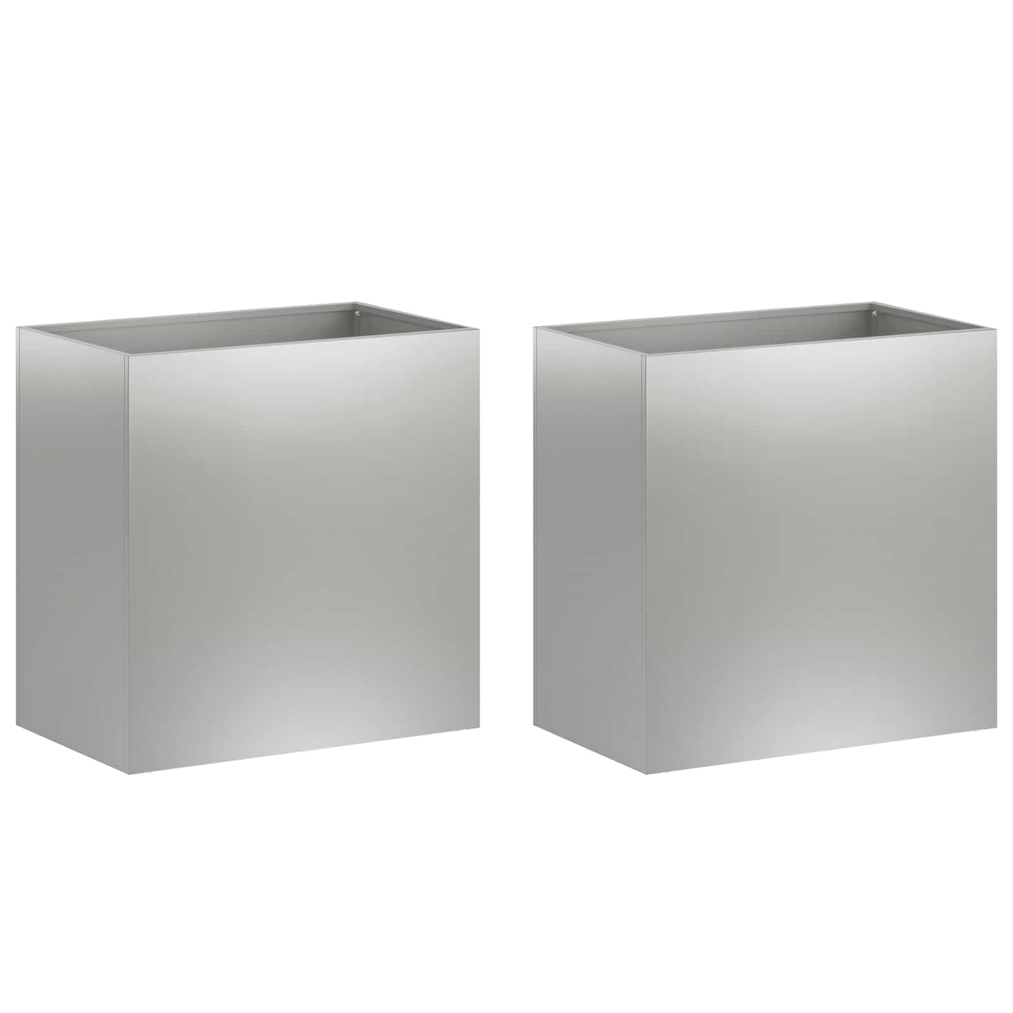 Vaso da giardino 2 pz Argento 50 x 30 x 40 cm Acciaio zincato | homemem39