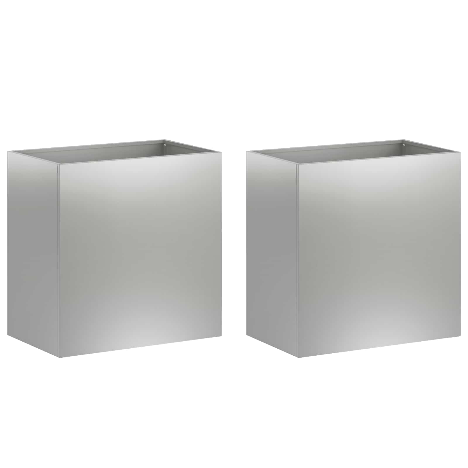 Vaso da giardino 2 pz Argento 50 x 30 x 40 cm Acciaio zincato | homemem39